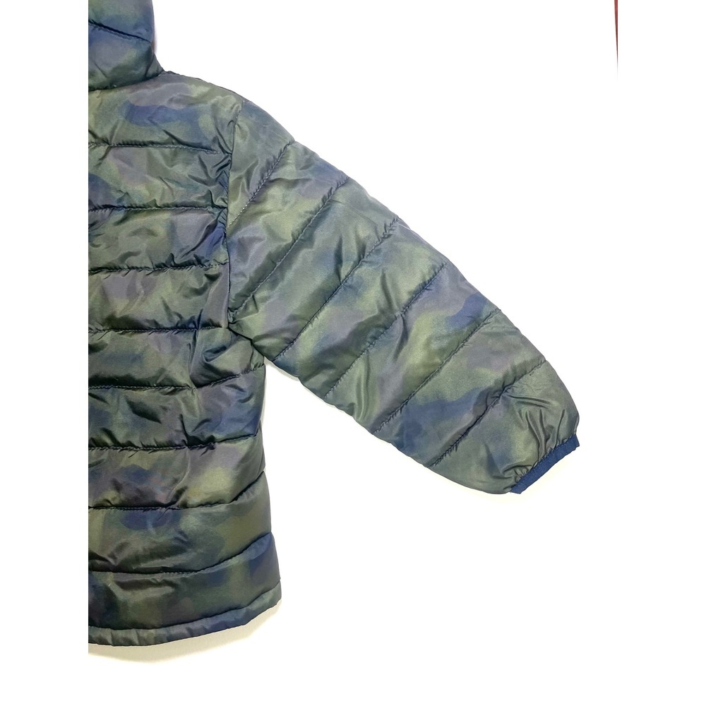 Baby GAP ColdControl Camo Puffer Jacket Kids 4 Years Green Blue Hooded Coat 0213 - Picture 8 of 9